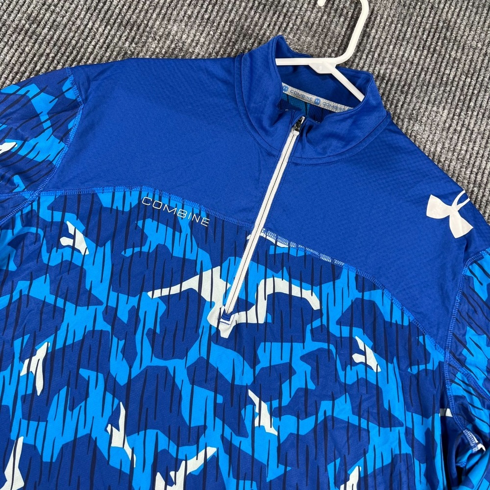 Under Armour Combine Pullover Shirt Mens XL Extra Large Blue Camo Long Sleeve